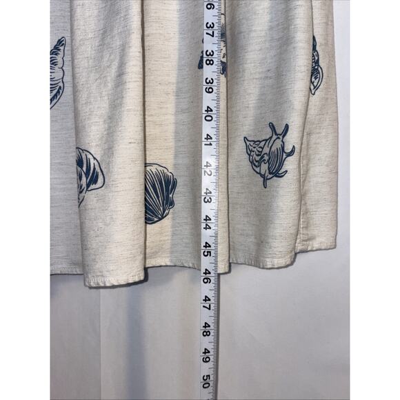 June & Delancey Cream Blue Seashell Tiered V- Neck Women’s DressBeach Costal Xl - Picture 10 of 13